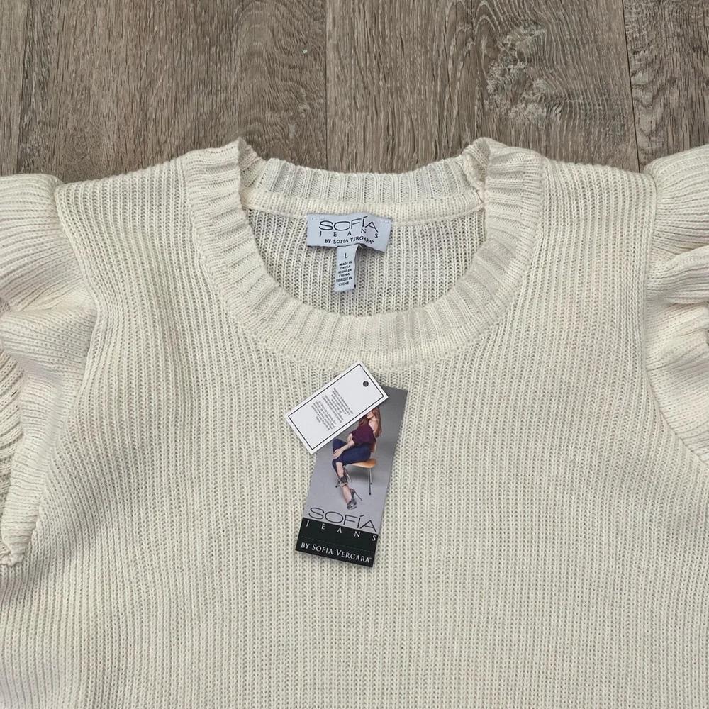 Sofia by Sofia Vergara pointelle sleeve sweater size large NWT